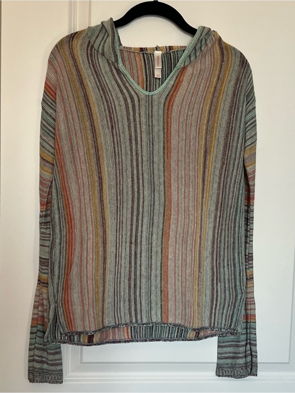 Multi-Stripe Hooded Knit Sweater